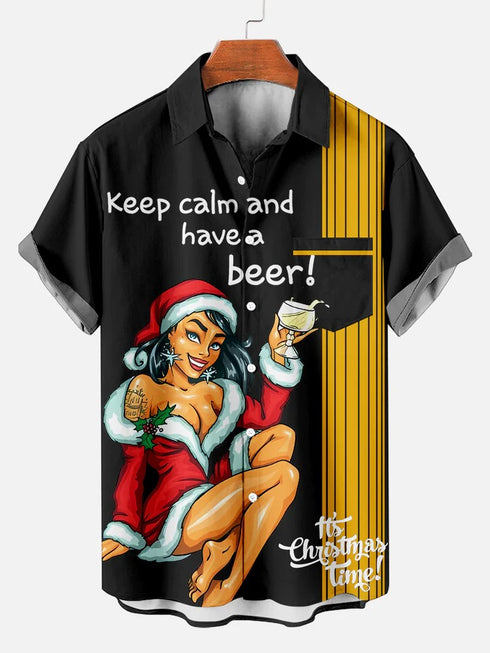 Men's Christmas Funny Graphic Short Sleeve Hawaiian Shirt